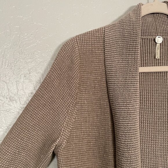 Margaret OLeary Women S Beige Knit Cardigan Sweater Open Drape Front Long Sleeve - Picture 4 of 9